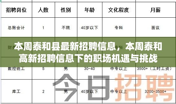 本周泰和高新招聘信息更新，職場機遇與挑戰(zhàn)揭秘
