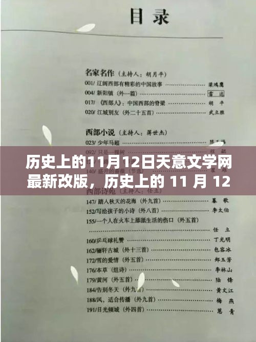 歷史上的11月12日，天意文學(xué)網(wǎng)改版回顧與影響