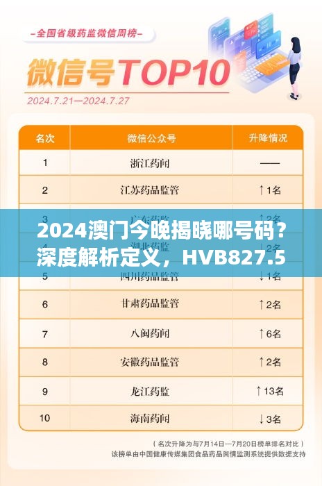 2024澳門今晚揭曉哪號碼？深度解析定義，HVB827.56前瞻預測
