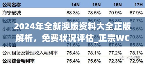 2024年全新澳版資料大全正版解析，免費狀況評估_正宗WCN98.03版