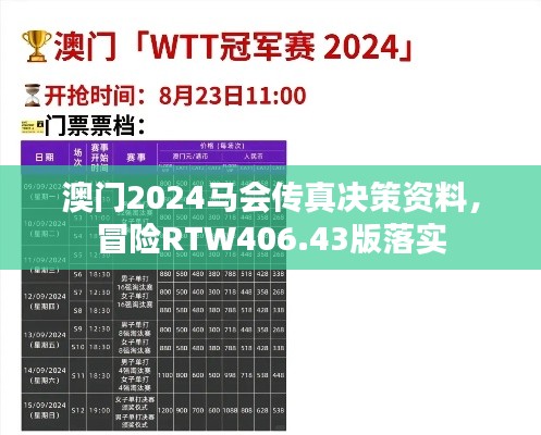澳門2024馬會傳真決策資料，冒險RTW406.43版落實