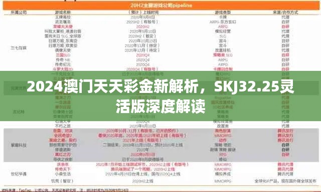 2024澳門天天彩金新解析，SKJ32.25靈活版深度解讀