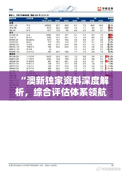 “澳新獨(dú)家資料深度解析，綜合評(píng)估體系領(lǐng)航版APY425.32”