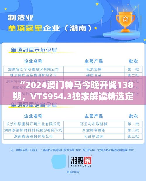 “2024澳門特馬今晚開(kāi)獎(jiǎng)138期，VTS954.3獨(dú)家解讀精選定義”