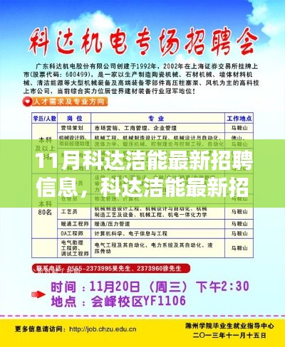 11月科達(dá)潔能最新招聘信息發(fā)布，求職者的福音