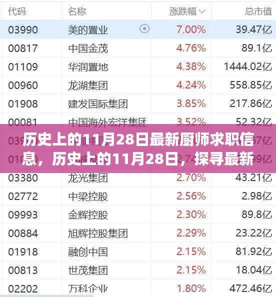 歷史上的11月28日廚師求職信息大揭秘，探尋最新發(fā)展軌跡
