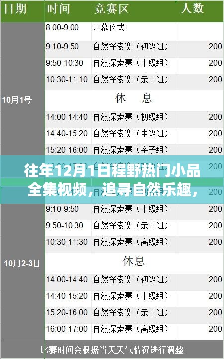 歷年十二月一日程野小品盛宴，追尋自然樂趣，啟程心靈寧靜之旅
