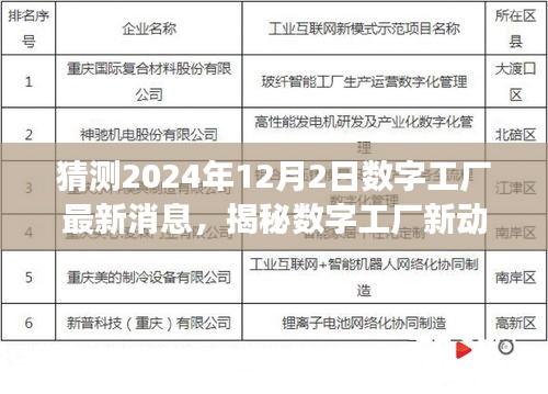 揭秘?cái)?shù)字工廠最新動(dòng)態(tài)，獨(dú)家解讀2024年12月2日數(shù)字工廠進(jìn)展與小巷特色小店探秘