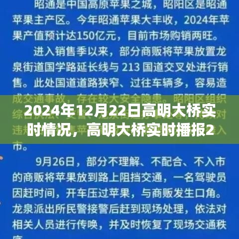 高明大橋?qū)崟r播報，開啟交通新篇章，2024年12月22日實況更新