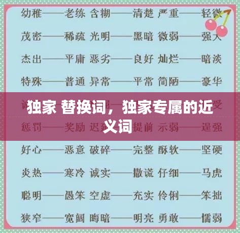 獨家 替換詞，獨家專屬的近義詞 
