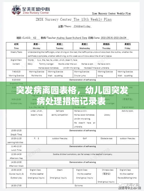突發(fā)病離園表格，幼兒園突發(fā)病處理措施記錄表 