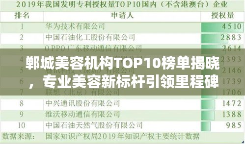 鄲城美容機構(gòu)TOP10榜單揭曉，專業(yè)美容新標桿引領(lǐng)里程碑