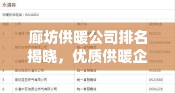 廊坊供暖公司排名揭曉，優(yōu)質(zhì)供暖企業(yè)榜單出爐！