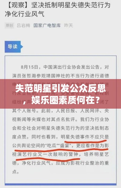 失范明星引發(fā)公眾反思，娛樂圈素質何在？