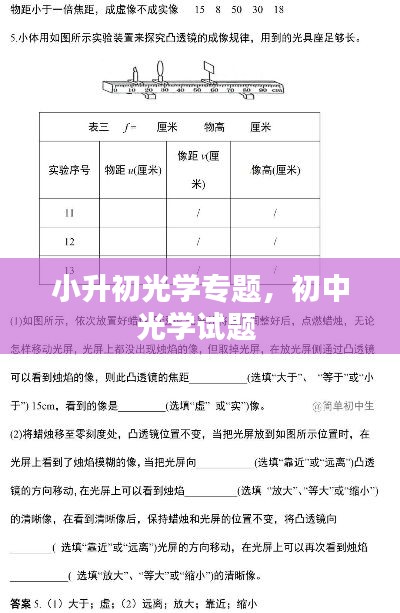 小升初光學(xué)專(zhuān)題，初中光學(xué)試題 