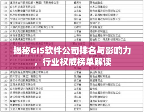 揭秘GIS軟件公司排名與影響力，行業(yè)權(quán)威榜單解讀