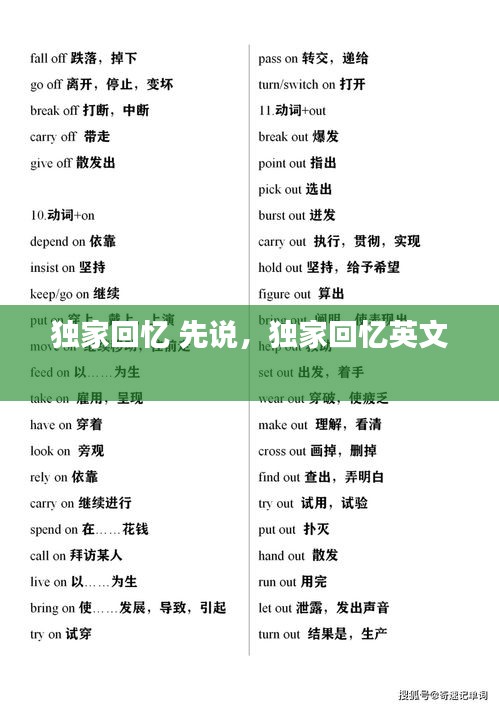 獨(dú)家回憶 先說，獨(dú)家回憶英文 