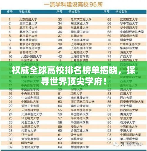 權(quán)威全球高校排名榜單揭曉，探尋世界頂尖學(xué)府！