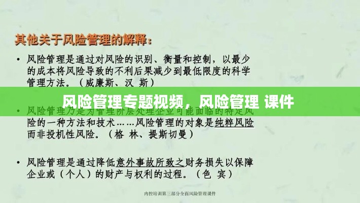 風(fēng)險管理專題視頻，風(fēng)險管理 課件 