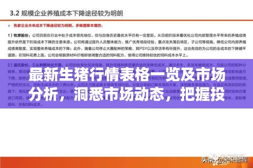 最新生豬行情表格一覽及市場分析，洞悉市場動態(tài)，把握投資機會！