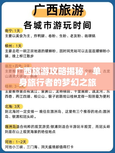 廣西旅游攻略揭秘，單身旅行者的夢幻之旅