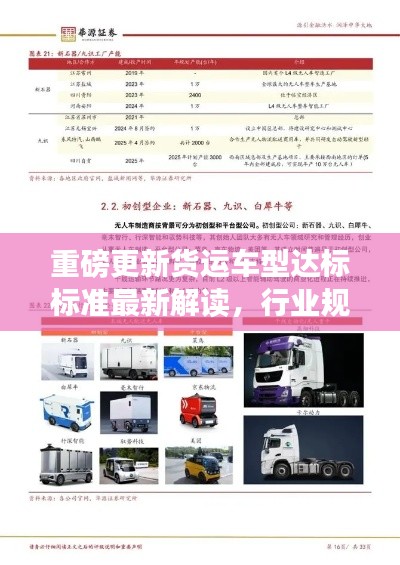 重磅更新貨運(yùn)車(chē)型達(dá)標(biāo)標(biāo)準(zhǔn)最新解讀，行業(yè)規(guī)范升級(jí)，引領(lǐng)物流新篇章！