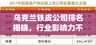 烏克蘭鐵皮公司排名揭曉，行業(yè)影響力不容小覷